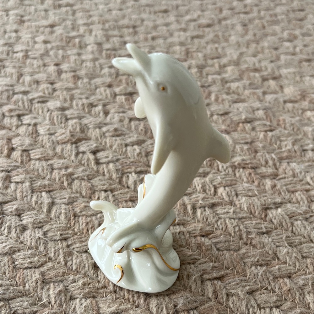 Lenox Cream and Gold Dolphin Sculpture - Picture 4 of 10